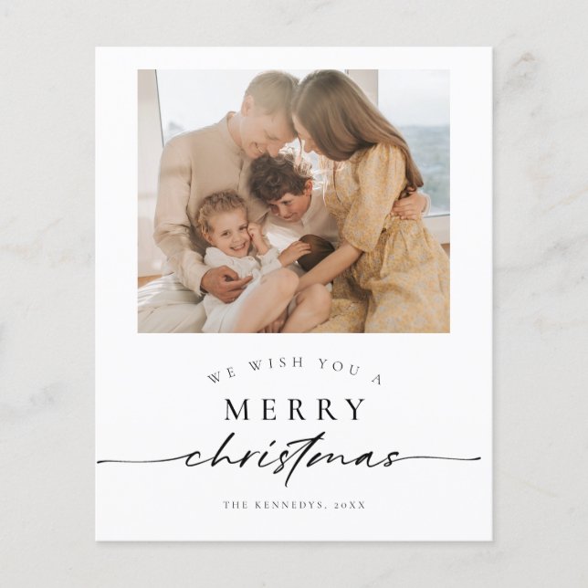 Budget Minimalist Christmas Holiday Photo Card Flyer (Front)