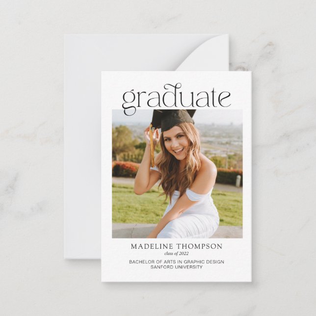 Budget Minimalist Classy Photo Collage Graduation Note Card (Front)