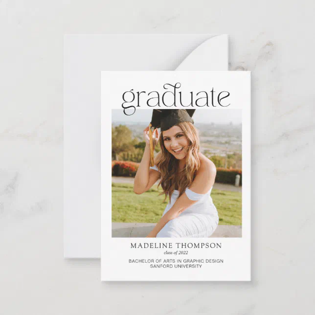 Budget Minimalist Classy Photo Collage Graduation Note Card | Zazzle