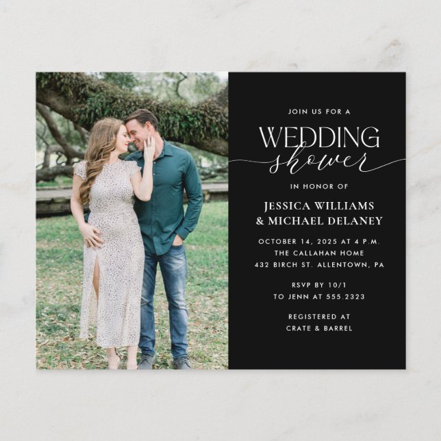 Budget Minimalist Couples Bridal Shower Invitation (Front)