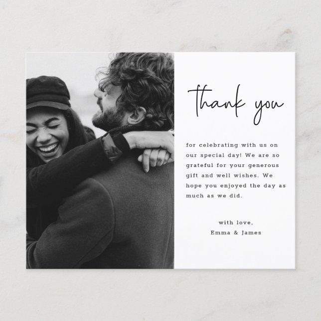Budget Minimalist Custom Photo Wedding Thank You (Front)