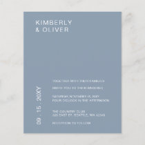 Budget Minimalist Dusty Blue Wedding Invitation