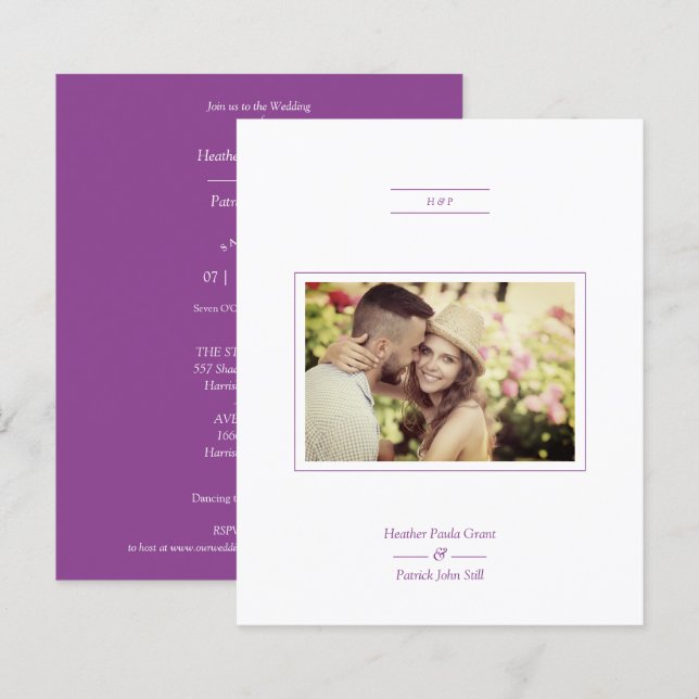 Budget Minimalist Elegant Photo Script Wedding (Front/Back)