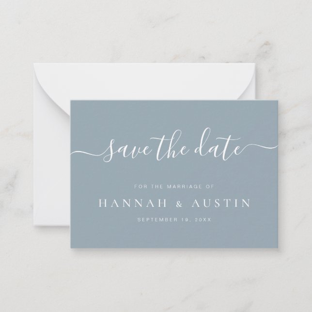 Budget Minimalist Elegant Wedding Save The Date Note Card (Front)