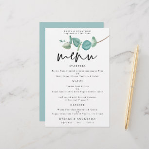 Budget Minimalist Eucalyptus Wedding Menu