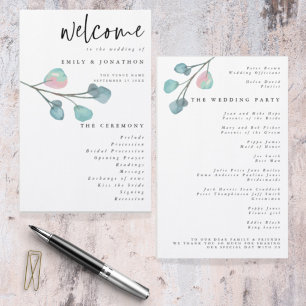 Budget Minimalist Eucalyptus Wedding Program