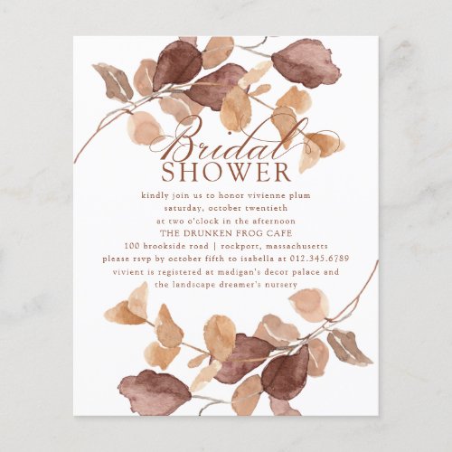 BUDGET Minimalist Fall Leaves Bridal Shower Invite