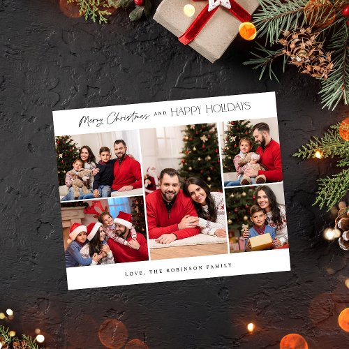 Budget Minimalist Five Photo Merry Christmas Flyer