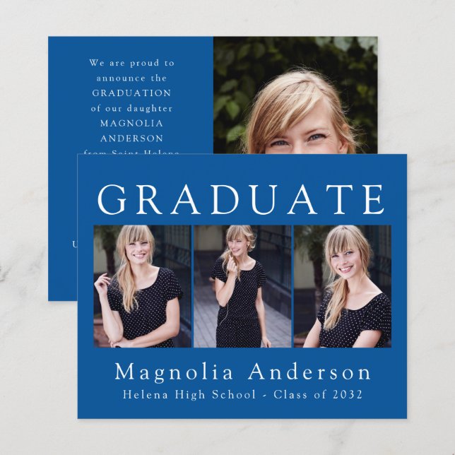 BUDGET Minimalist Graduate Four Photo Announcement (Front/Back)