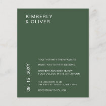 Budget Minimalist Green Wedding Invitation