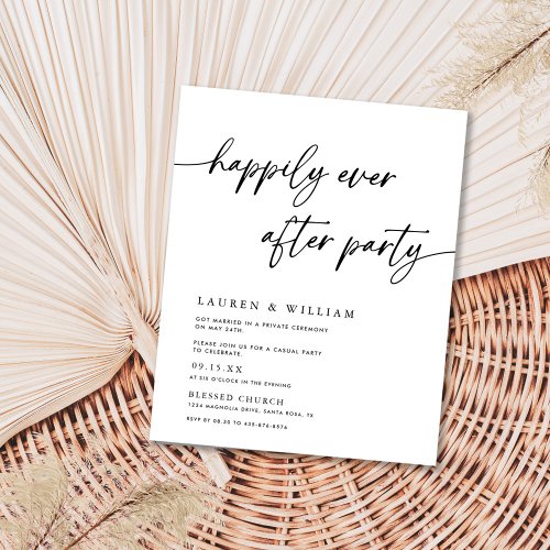 Budget Minimalist Happily Ever After Party Wedding