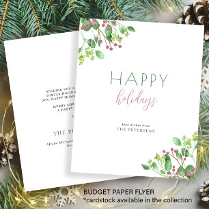 Budget minimalist happy holidays greeting card flyer