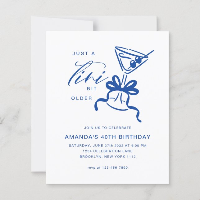 BUDGET Minimalist Martini Blue Birthday  (Front)