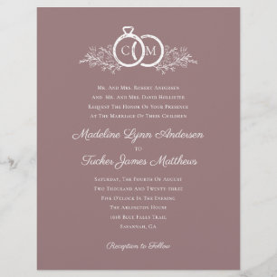Budget Minimalist Mauve Photo Wedding Invitation