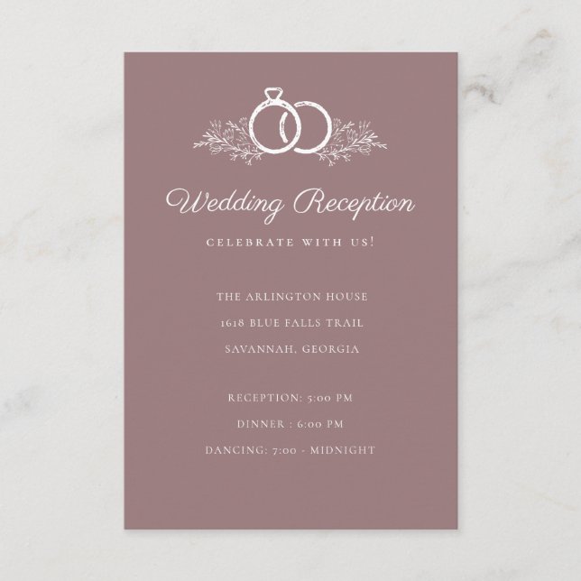 Budget Minimalist Mauve Script Wedding Reception Enclosure Card (Front)