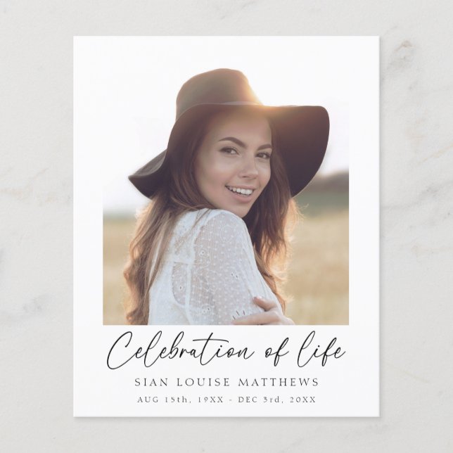 Budget Minimalist Memorial Celebration of Life  Flyer (Front)