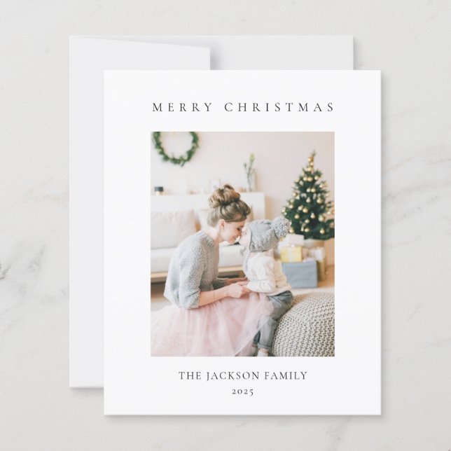 BUDGET Minimalist Merry Christmas Family Photo (Front)