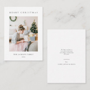 BUDGET Minimalist Merry Christmas Family Photo Note Card