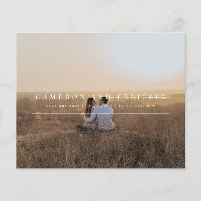 Budget Minimalist modern arch photo Save the Date Flyer (Front)