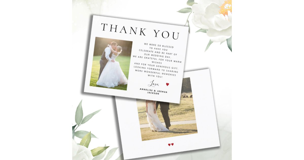 Budget minimalist modern photo wedding thank you | Zazzle