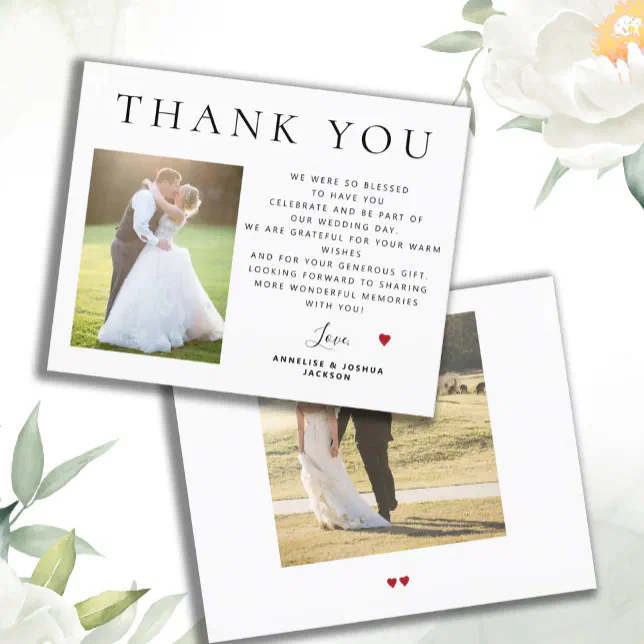 Budget minimalist modern photo wedding thank you | Zazzle