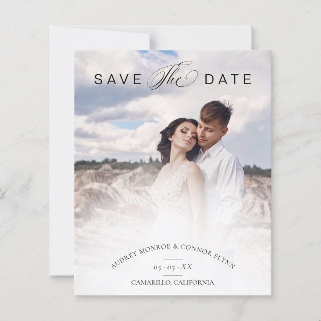 Budget Minimalist Modern Typography Wedding Photo (Front)