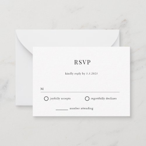 BUDGET Minimalist Modern Wedding RSVP Card