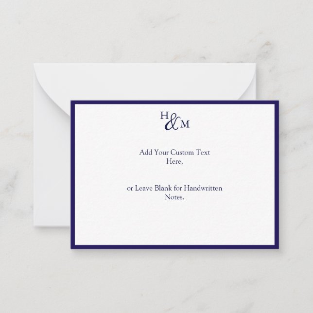 Budget Minimalist Monogram Wedding Messages Note Card (Front)