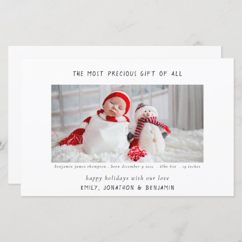 Budget Minimalist Newborn Stats Photo Christmas