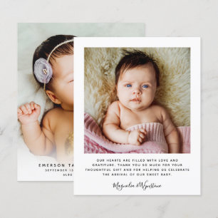 Budget Minimalist Photo Baby Thank You Card