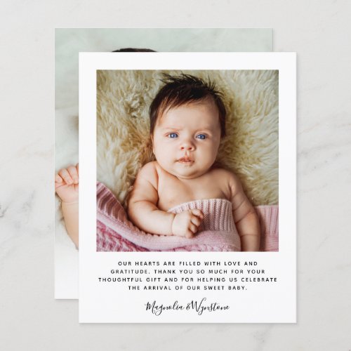 Budget Minimalist Photo Baby Thank You Card