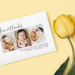 Budget Minimalist Photo Baby Thank You Card