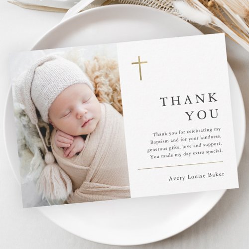 Budget Minimalist Photo Baptism Thank You Card