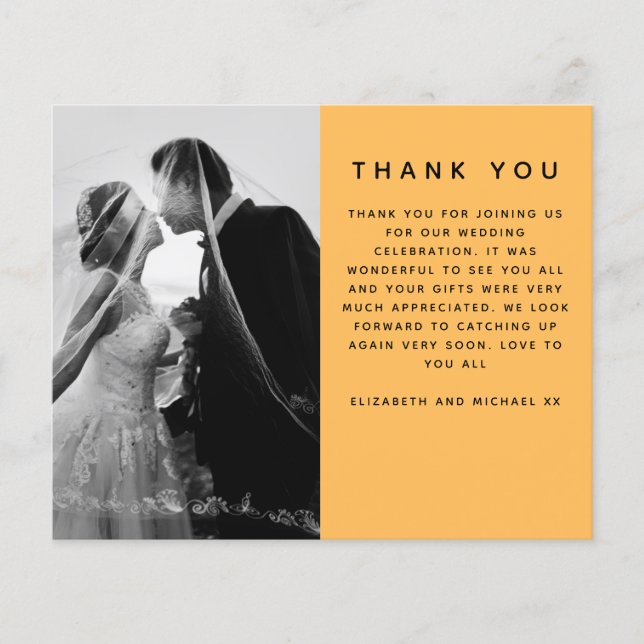 BUDGET Minimalist Photo Custom Wedding Thank You (Front)