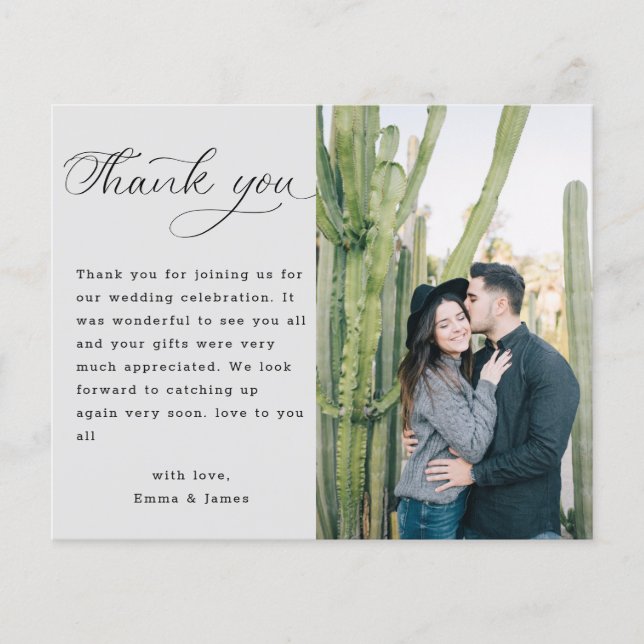 Budget Minimalist Photo Custom Wedding Thank You (Front)