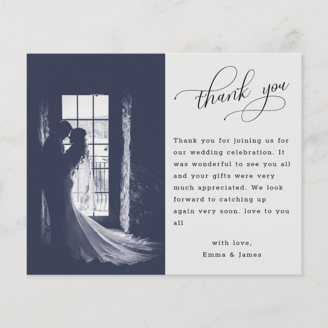 BUDGET Minimalist Photo Custom Wedding Thank You (Front)