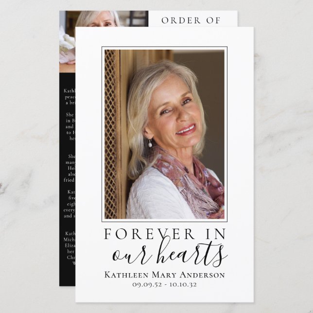 BUDGET Minimalist Photo Memorial Service Program (Front/Back)