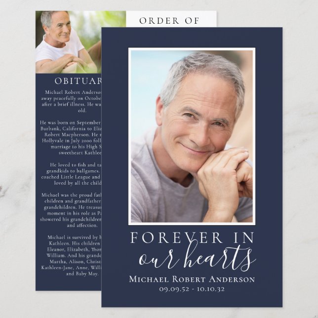 BUDGET Minimalist Photo Memorial Service Program (Front/Back)