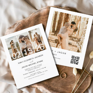 Budget Minimalist Photo QR code Wedding Invitation