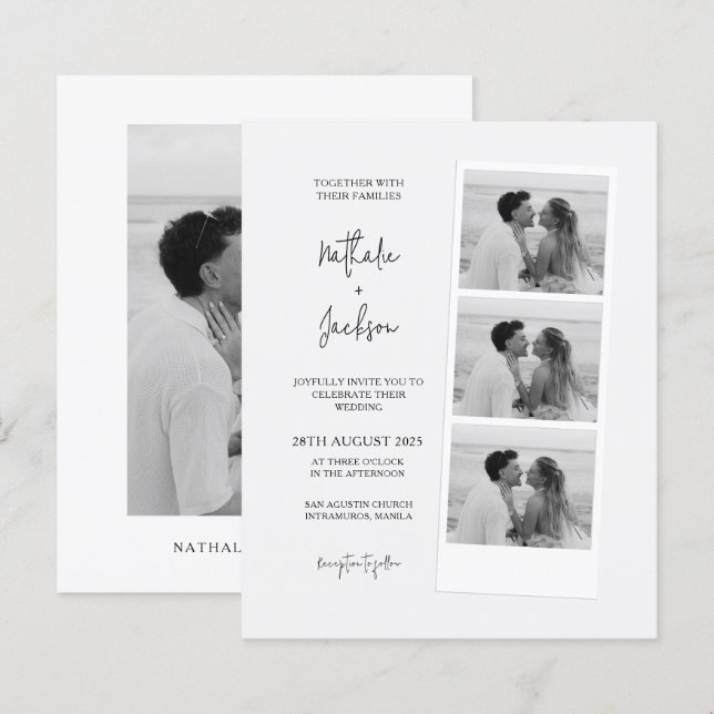 BUDGET Minimalist Photo Strip Script Wedding  (Front/Back)