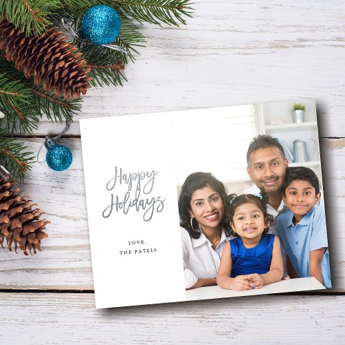 Budget Minimalist Photo w Silver Happy Holidays Flyer