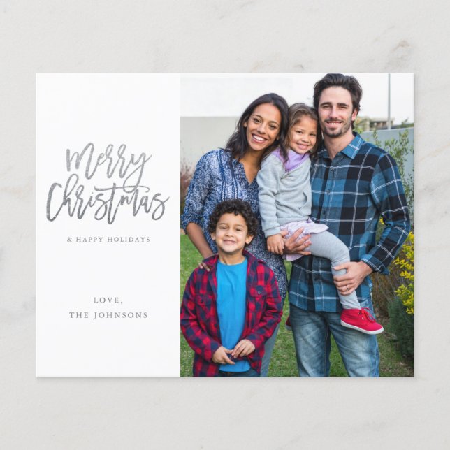 Budget Minimalist Photo w Silver Merry Christmas Flyer (Front)