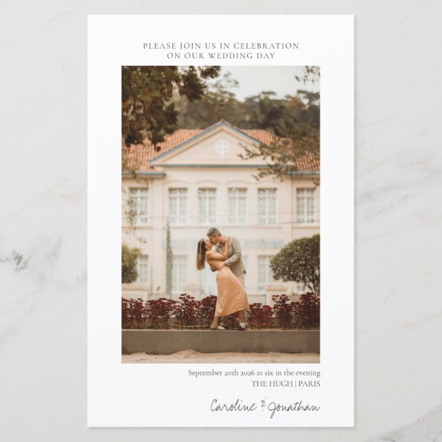 Budget Minimalist Photo Wedding RSVP Invitation (Front)