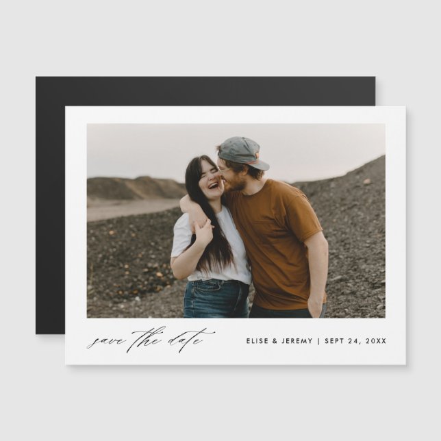 Budget Minimalist Photo Wedding Save the Date Magnetic Invitation (Front/Back)