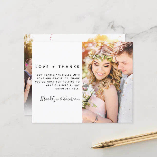 Budget Minimalist Photo Wedding Thank You Card | Zazzle