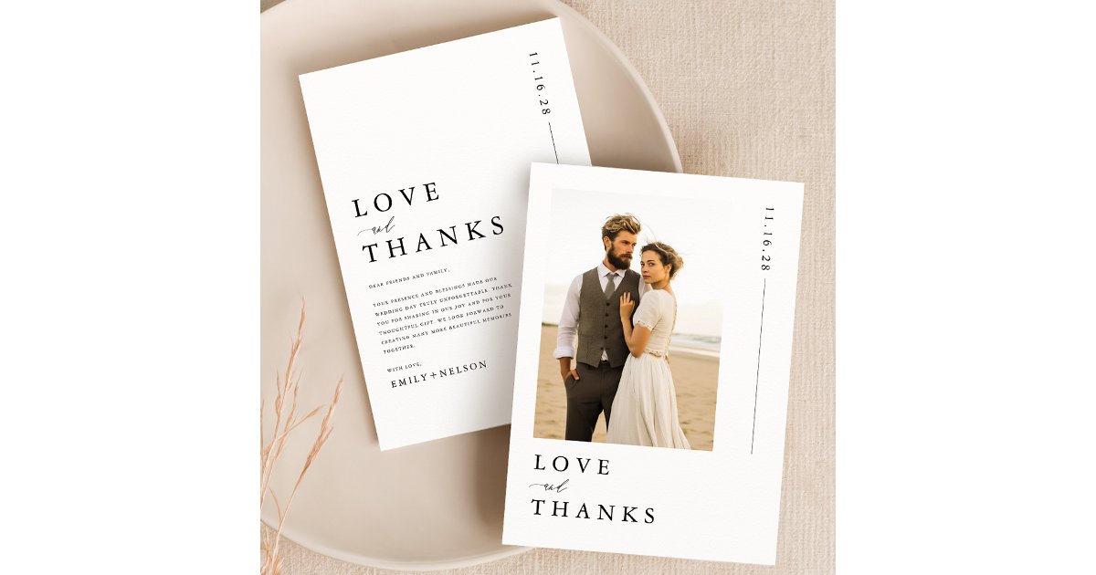 Budget Minimalist Photo Wedding Thank You Card | Zazzle