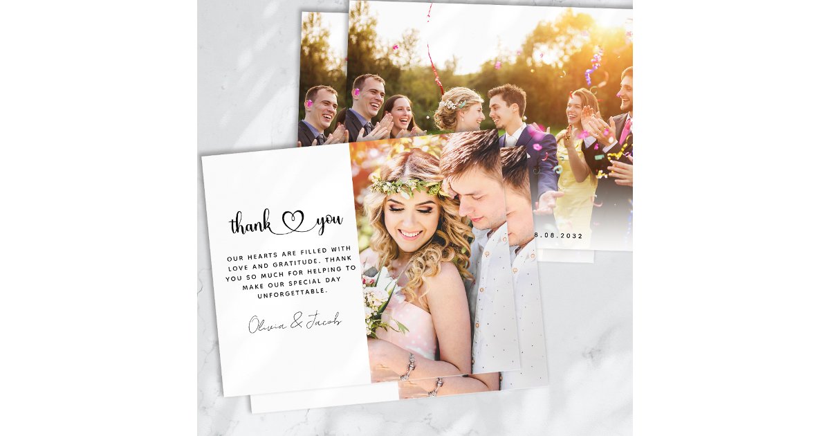 Budget Minimalist Photo Wedding Thank You Card | Zazzle