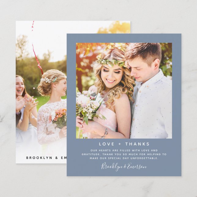 Budget Minimalist Photo Wedding Thank You Card (Front/Back)