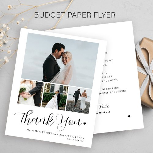 Budget minimalist photo wedding thank you card flyer