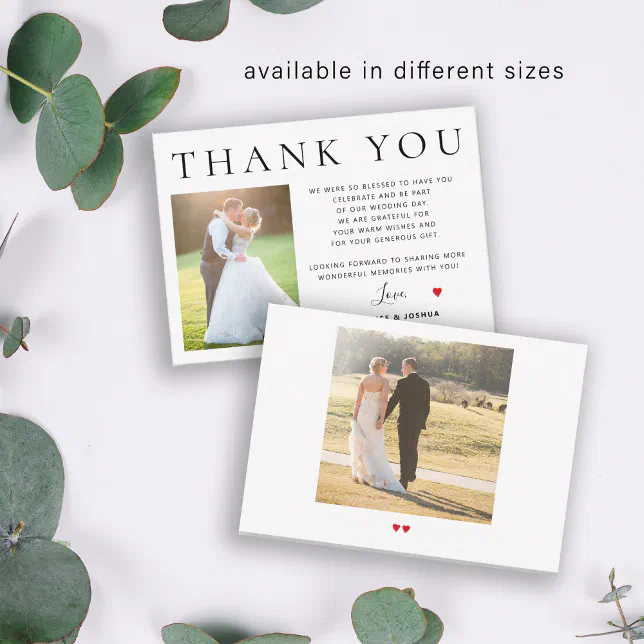 Budget minimalist photo wedding thank you SMALL Note Card | Zazzle